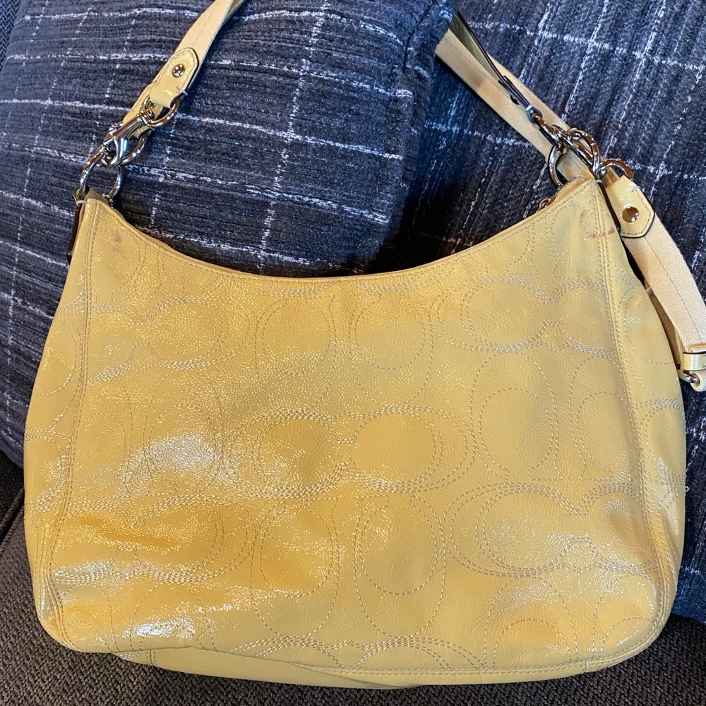 Yellow Coach Patent Leather handbag - Picture 2 of 9
